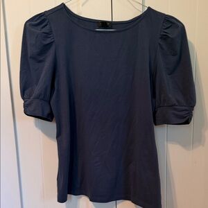 Women's Navy Puff-Sleeve Top